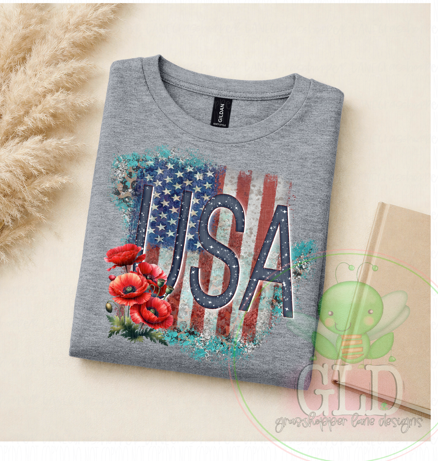 Red White & Blue Vintage Poppies