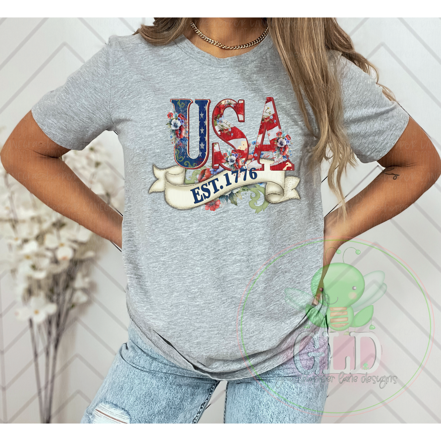 Red White & Blue Est 1776 - Tee
