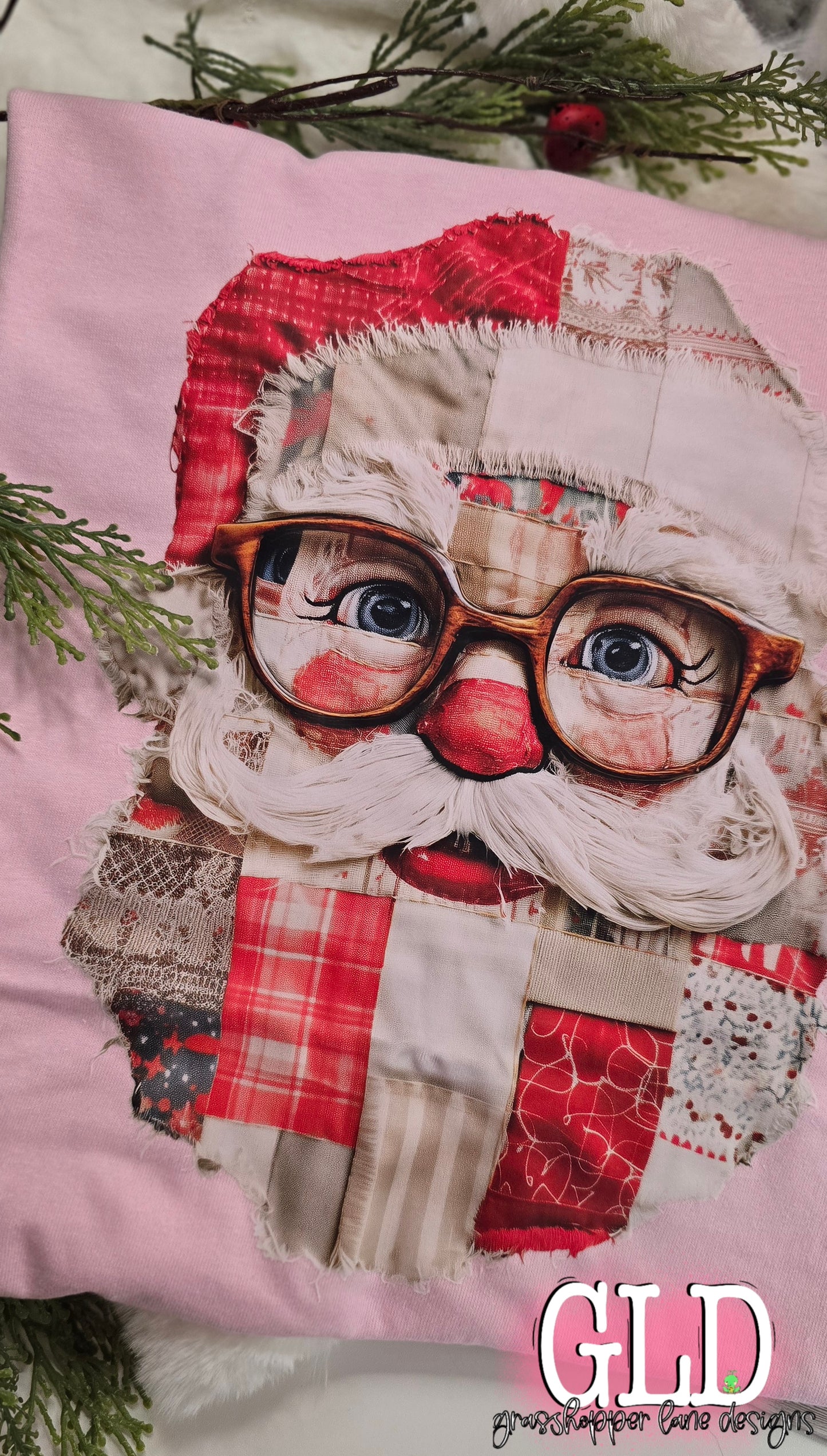 Christmas- Cheeky Quilted Santa - Tee