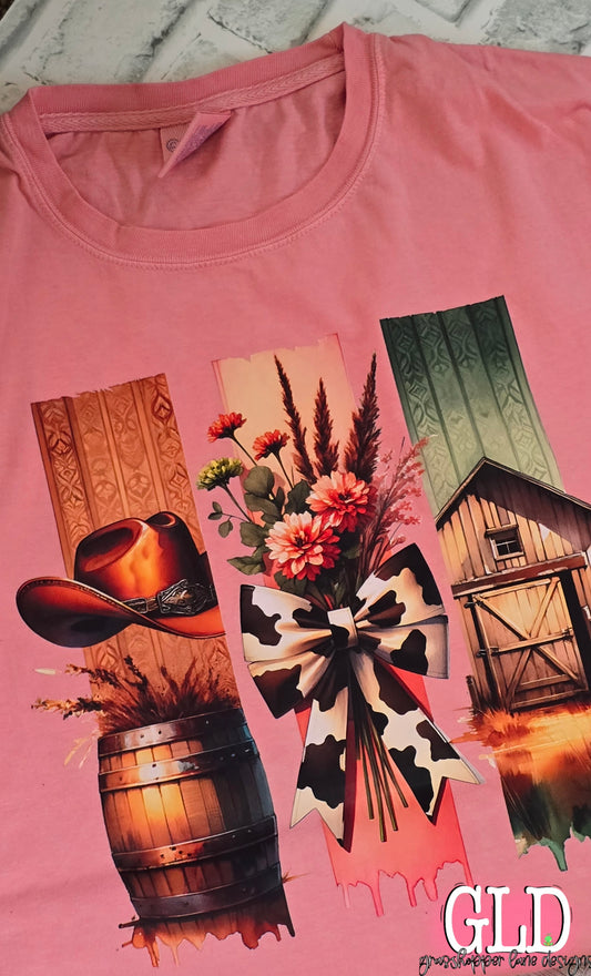 Fall -  Bows and Cowboy Hat - T-shirt
