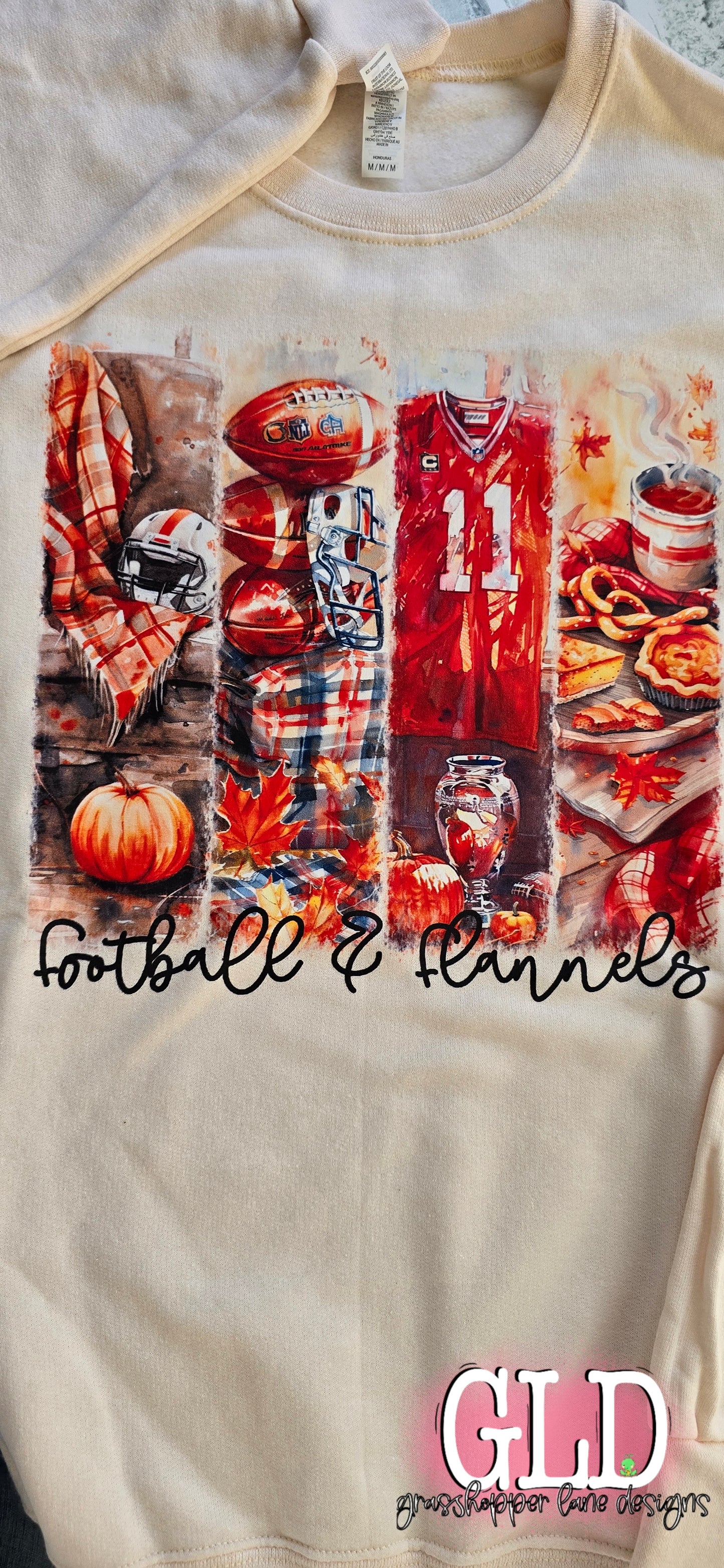 Crew Neck - Footballs & Flannel - Sweet Cream - Sweatshirt