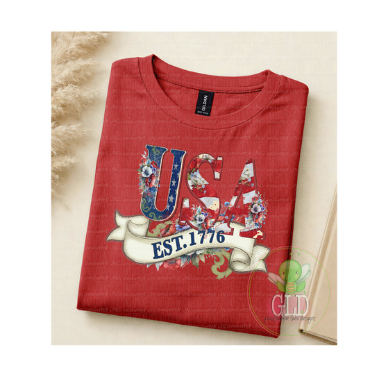 Red White & Blue Est 1776 - Tee