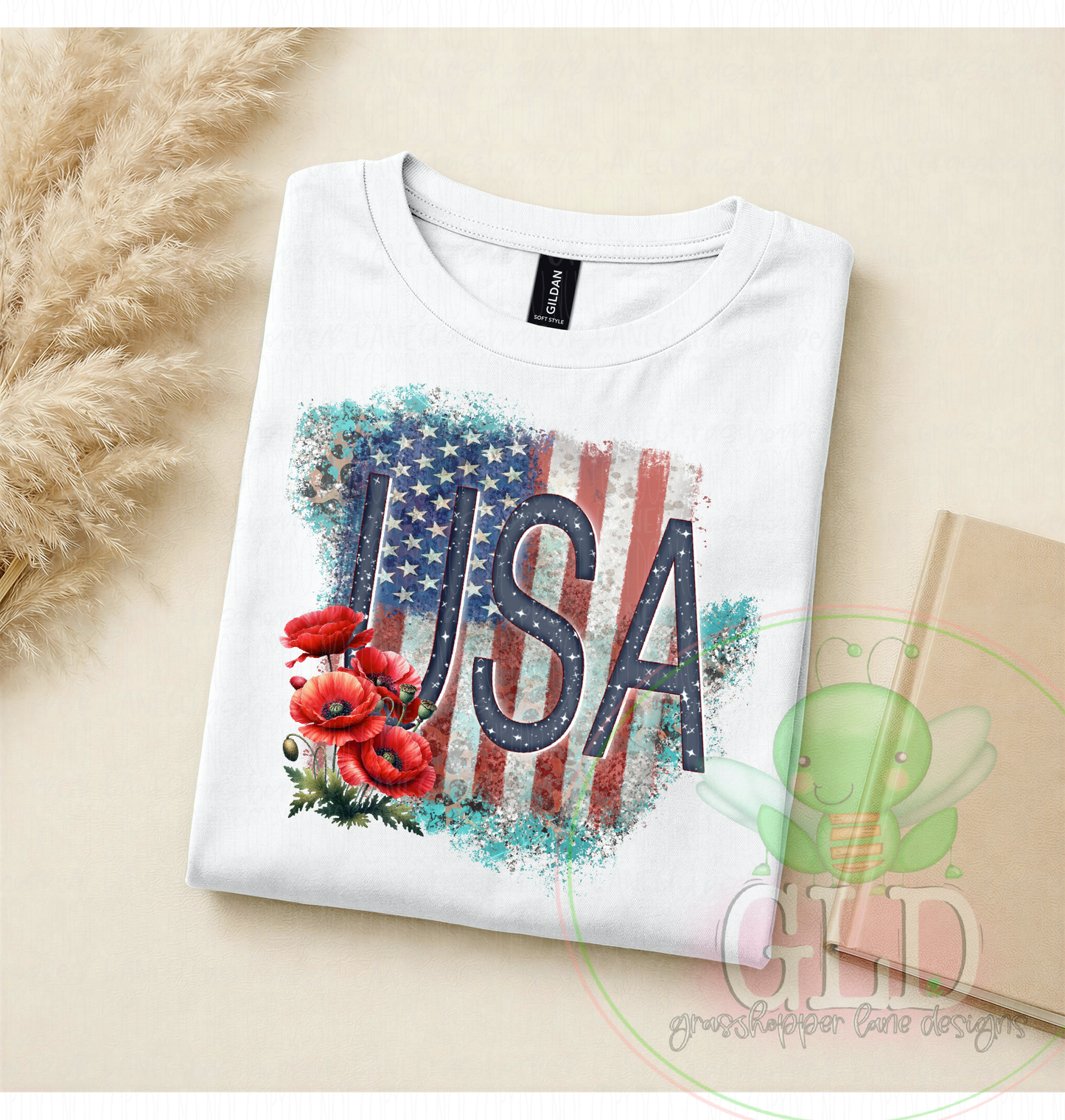 Red White & Blue Vintage Poppies