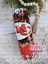 Load image into Gallery viewer, 20oz straight  tumbler - Chiefs red and black splatter.
