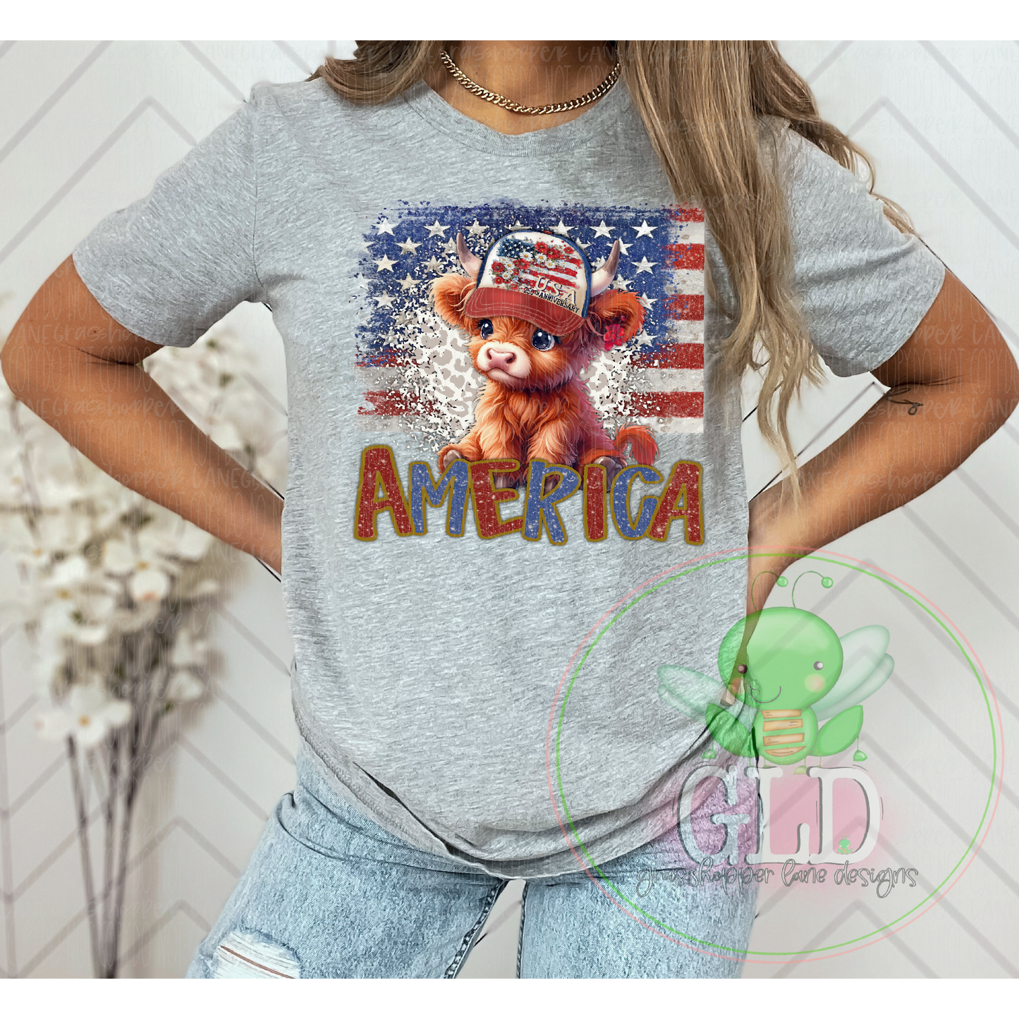 Red White & Blue - America - 250th Highland Tee