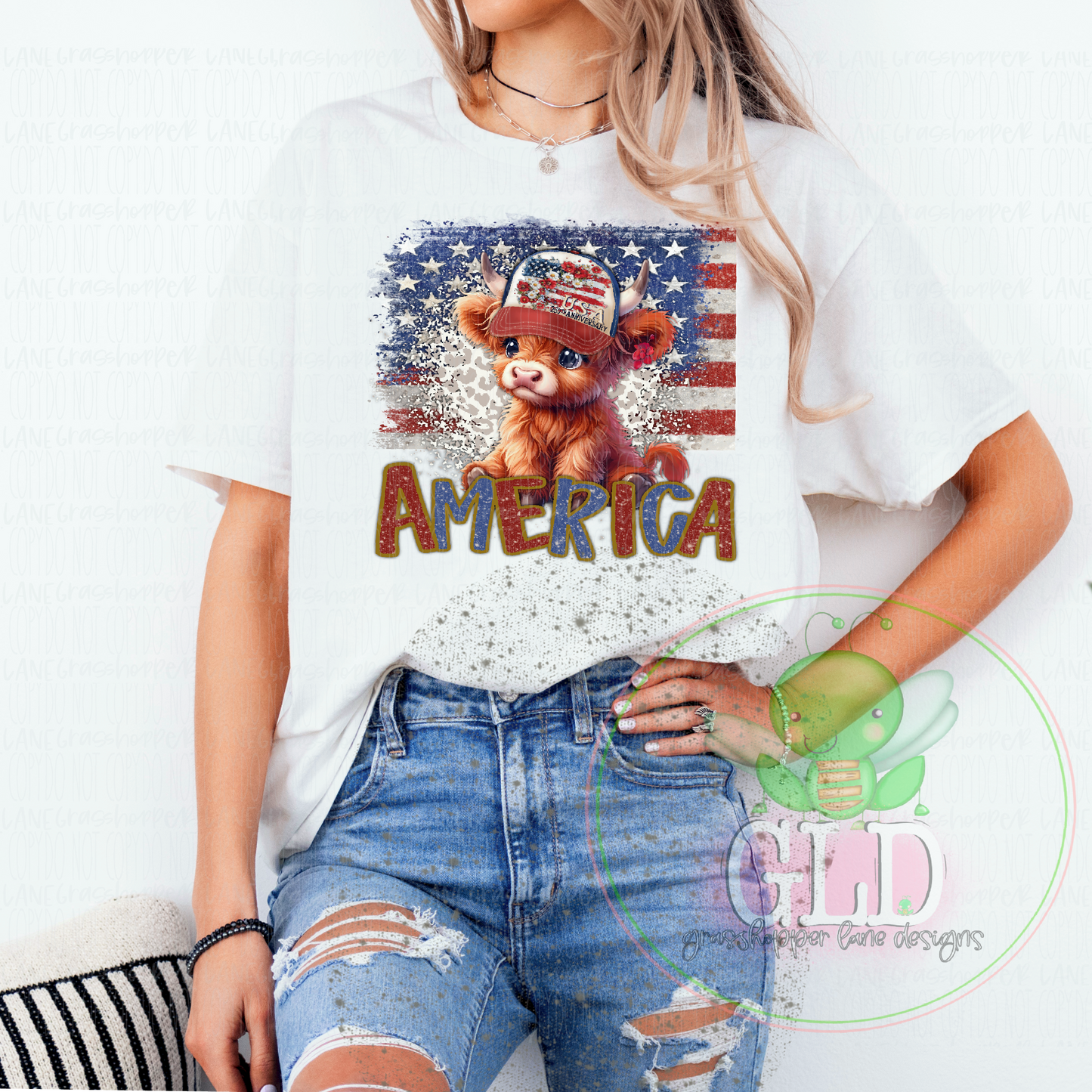 Red White & Blue - America - 250th Highland Tee