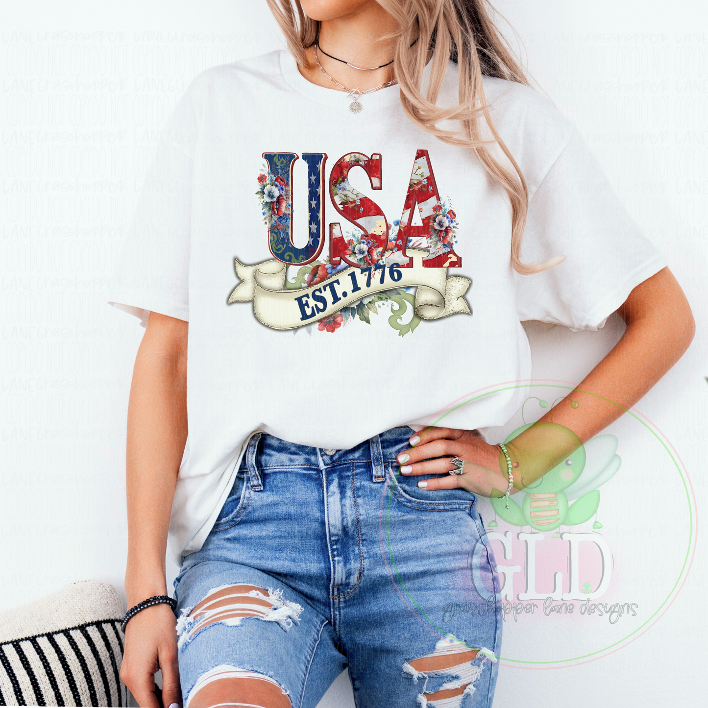 Red White & Blue Est 1776 - Tee