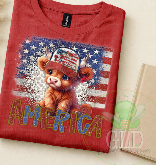 Red White & Blue - America - 250th Highland Tee