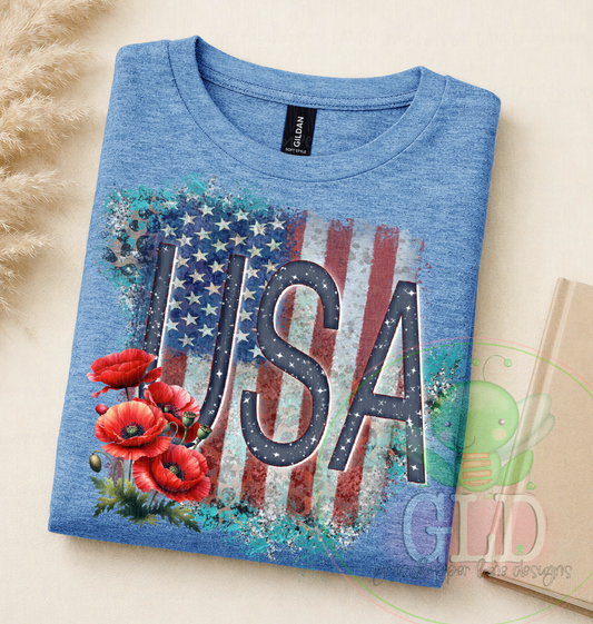 Red White & Blue Vintage Poppies