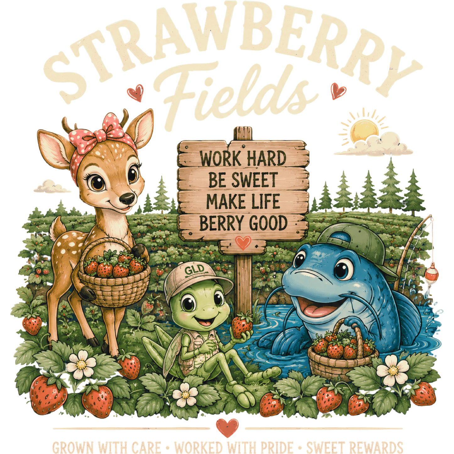 Strawberry Fields Logo Tee Grasshopper Lane Designs Shirt