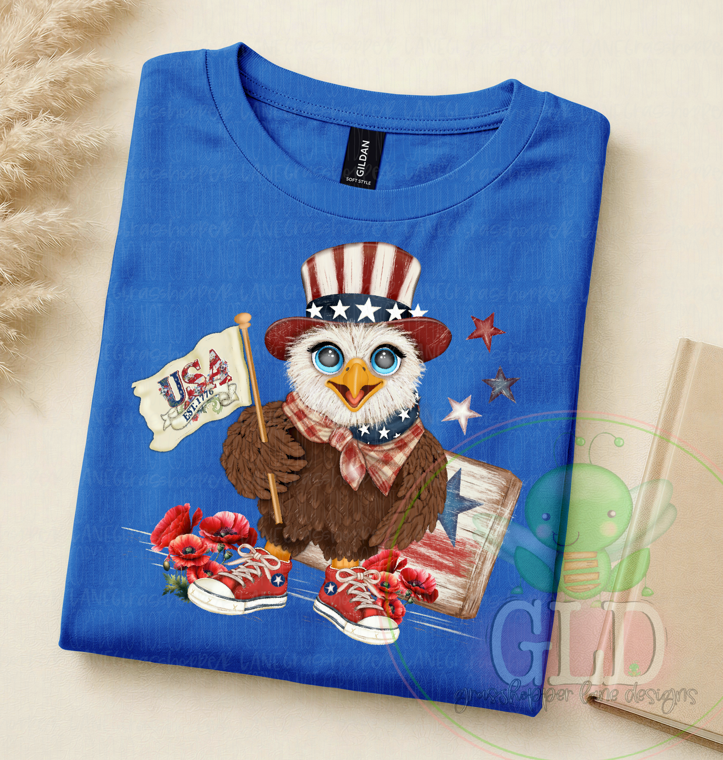 Vintage Blue Tshirt is the place Uncle Beaky, our patriotic eagle, has chosen to land
