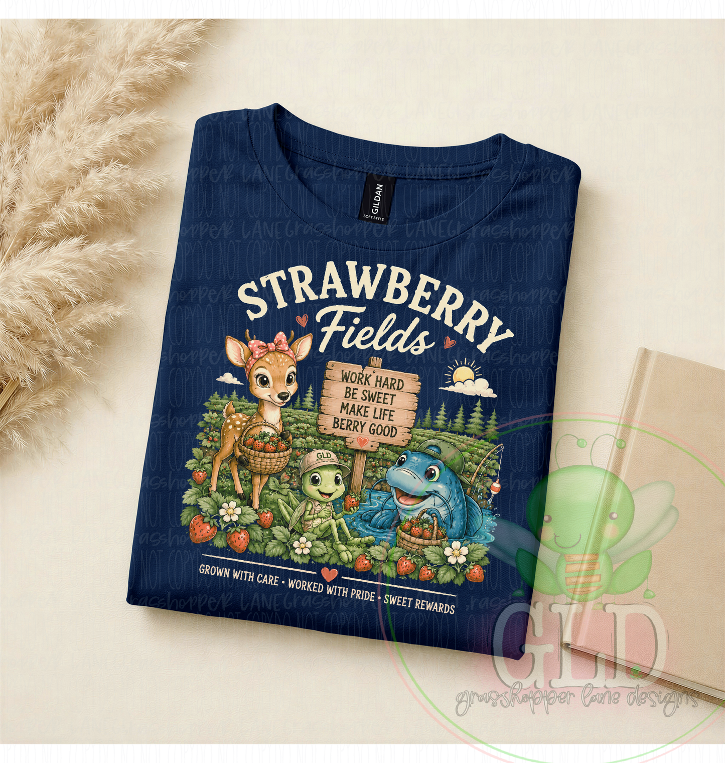 Strawberry Fields Logo Tee Grasshopper Lane Designs Shirt