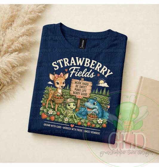 Strawberry Fields Logo Tee Grasshopper Lane Designs Shirt