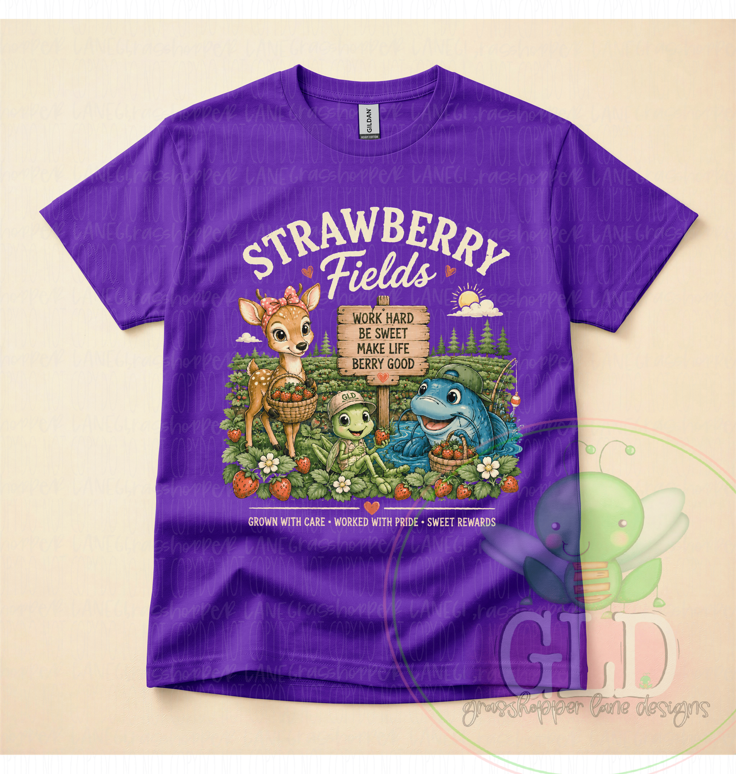 Strawberry Fields Logo Tee Grasshopper Lane Designs Shirt