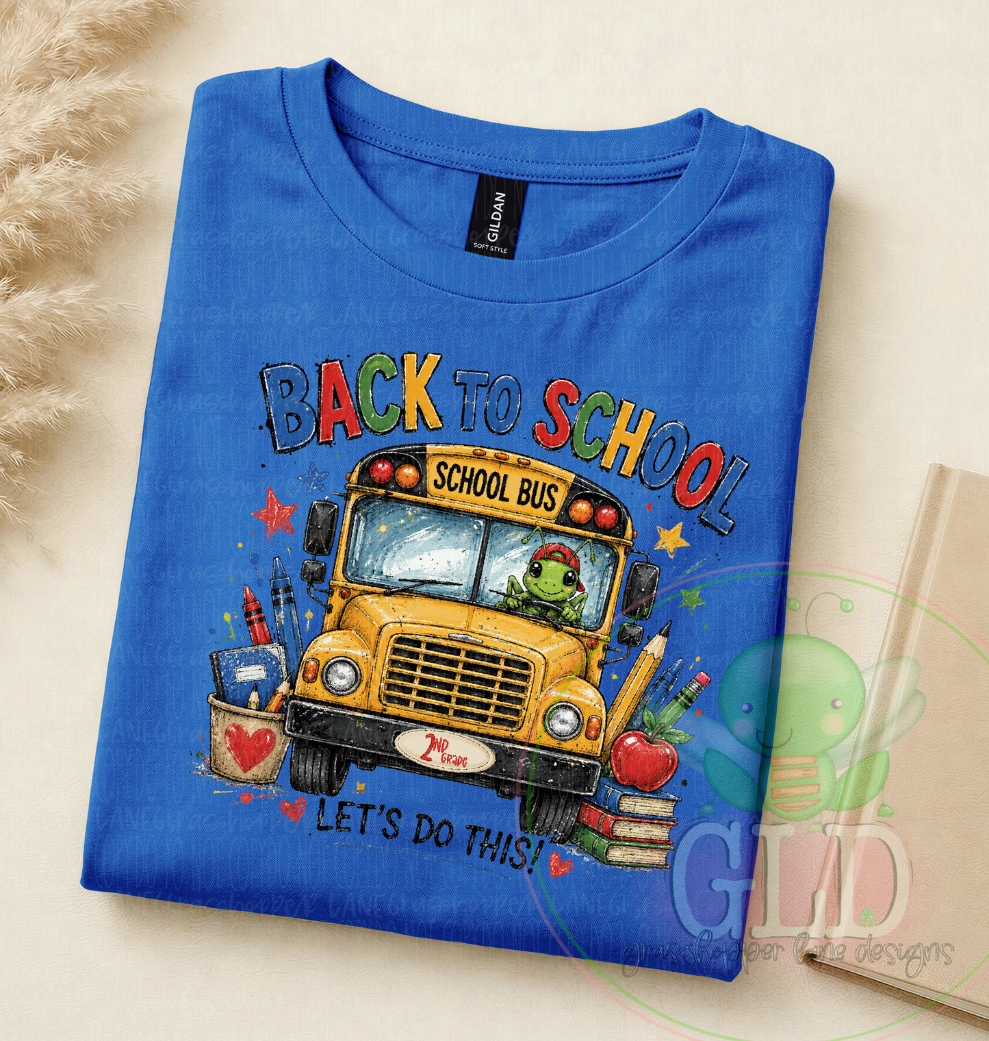 Personalized Back to School Grasshopper Shirt | Custom Grade School Bus Tee | First Day of School Teacher & Student Shirt | Grasshopper Lane Designs
