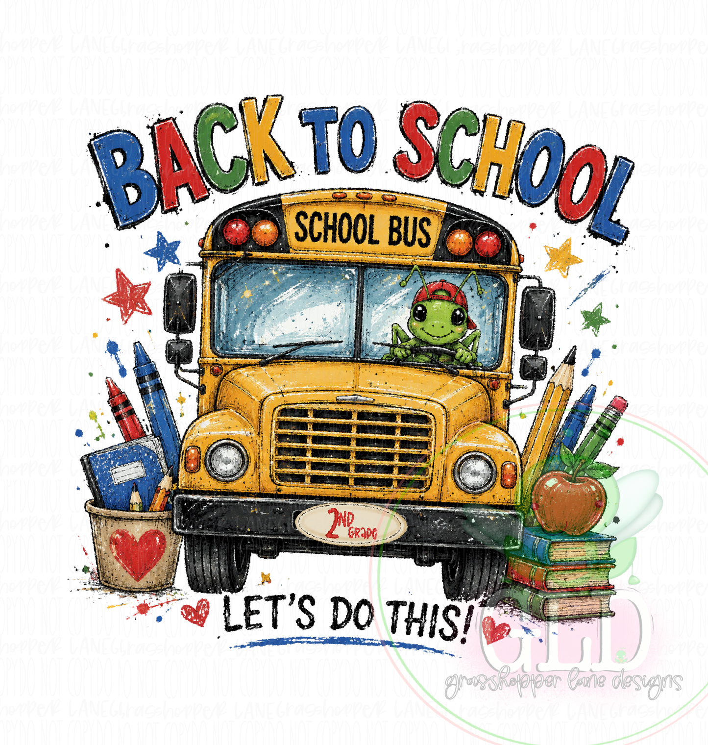 Personalized Back to School Grasshopper Shirt | Custom Grade School Bus Tee | First Day of School Teacher & Student Shirt | Grasshopper Lane Designs