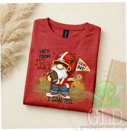 He's From KC... I Can Tell | Football Fan Gnome Graphic Tee