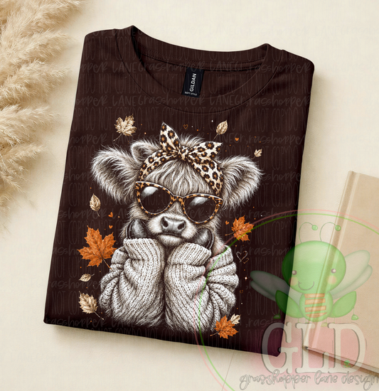 Libby Cow | Cozy Fall Cow Shirt or Sweatshirt | Grasshopper Lane Designs