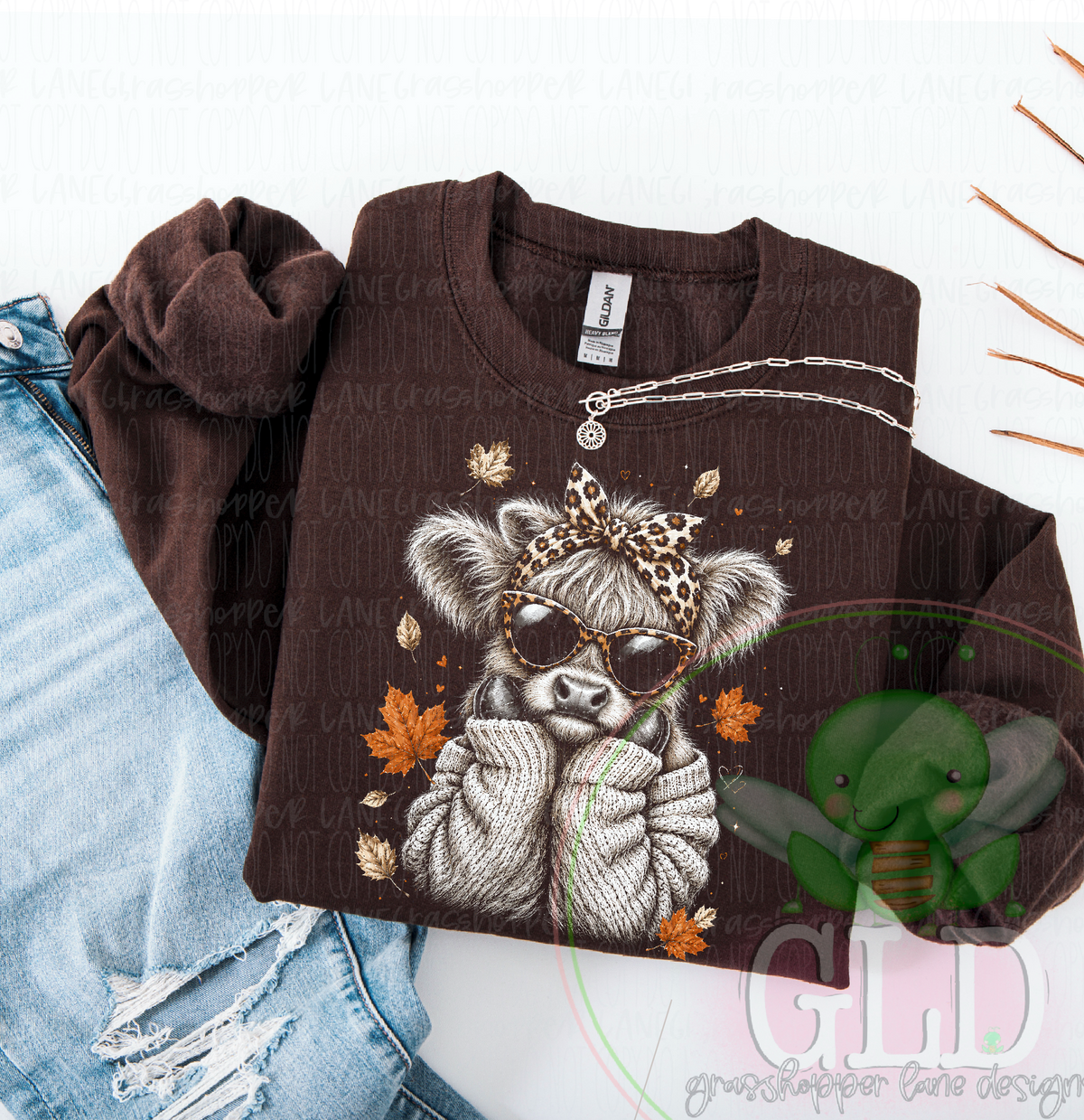 Libby Cow | Cozy Fall Cow Shirt or Sweatshirt | Grasshopper Lane Designs
